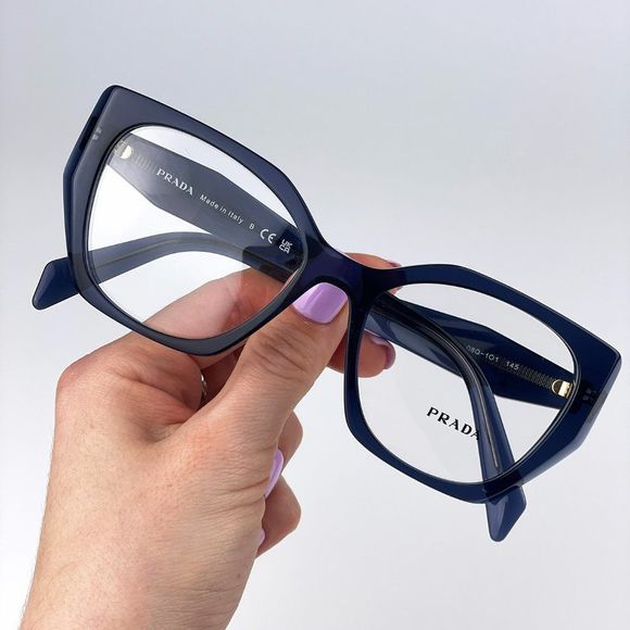 Prada PR18WVā08Q1O1 Eyeglasses Dark Blue Crystal Cat Eye Women - Picture 5 of 13